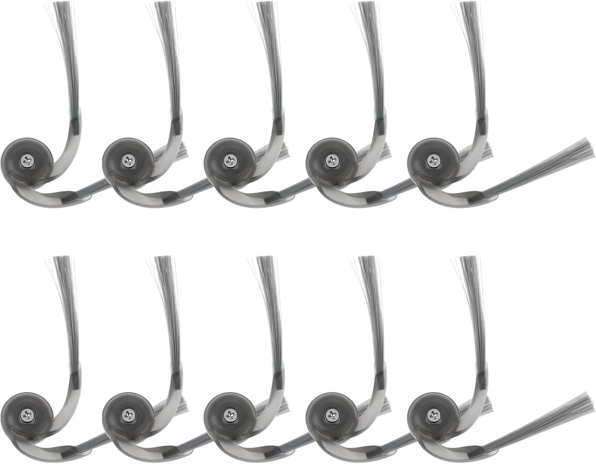 SnelShoppen - 10x Zijborstels Voor Robotstofzuiger - Compatibel Met Diverse Modellen - Duurzaam Nylon + ABS - Effectieve Vuilopname - Voor Haar, Stof