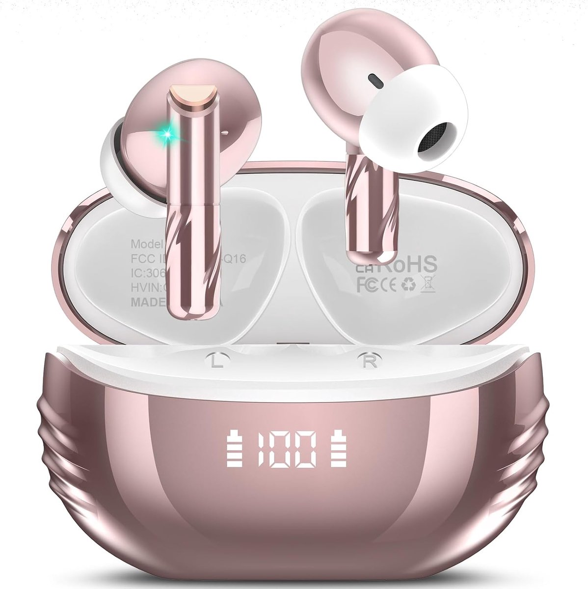 SnelShoppen - Bluetooth Headset met Vertaalfunctie 164 Talen, Lange Batterijduur, Ruisonderdrukking, 7 Modi, Oranj, Roségoud voor Reizen, Telefoon en