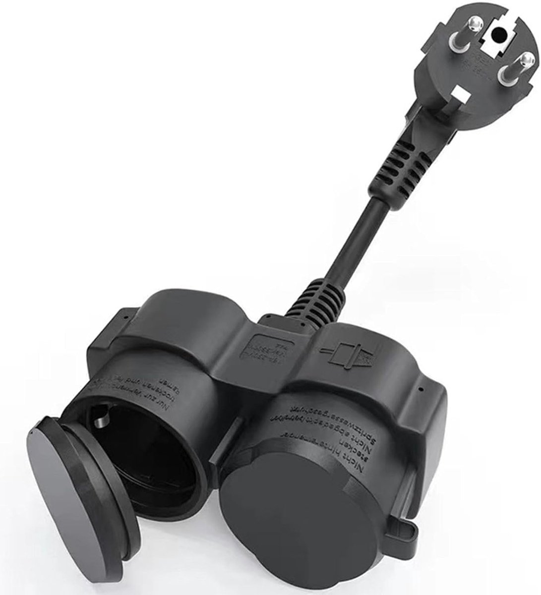SnelShoppen - Buiten Verlengsnoer met 2 Stopcontacten, Dubbel Stopcontact, Flexibele Kabel voor Tuin, Keuken, Camping, Multifunctionele Buitenstekker
