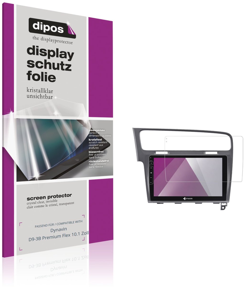 dipos – 2x Beschermfolie geschikt voor Dynavin D9-3B Premium Flex 10.1 Inch | Krasbestendige & heldere Screenprotector Ultra-Thin