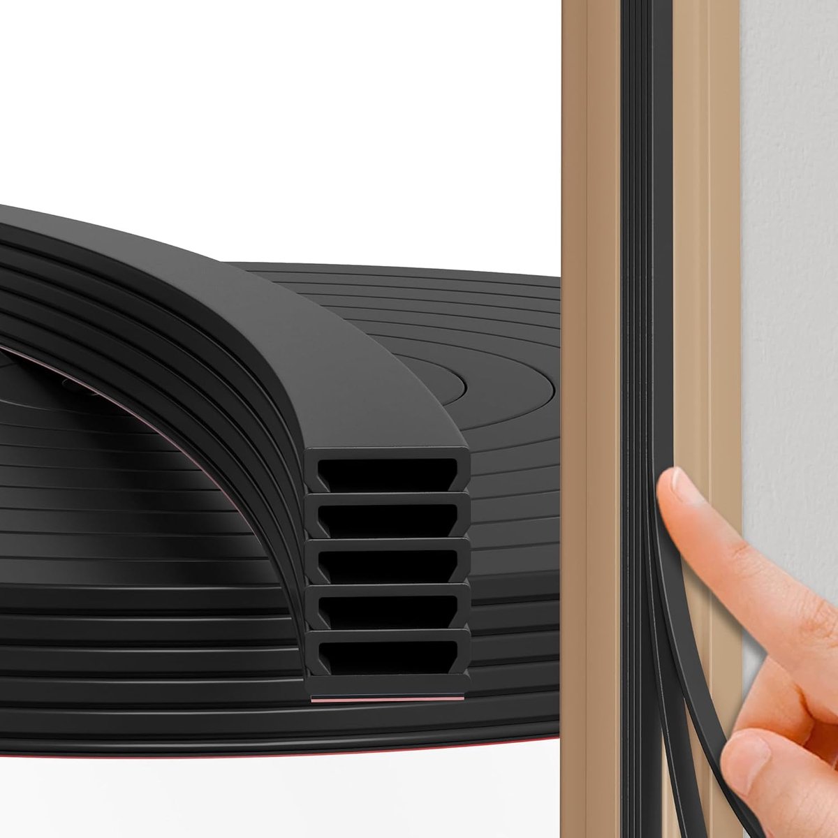 SnelShoppen - Zelfklevende Dichtband voor Deuren en Ramen, Rubber Seals, Tochtstrip, Geluidsisolatie, Energie-efficiëntie, Weerbestendig (Zwart, 6 Met