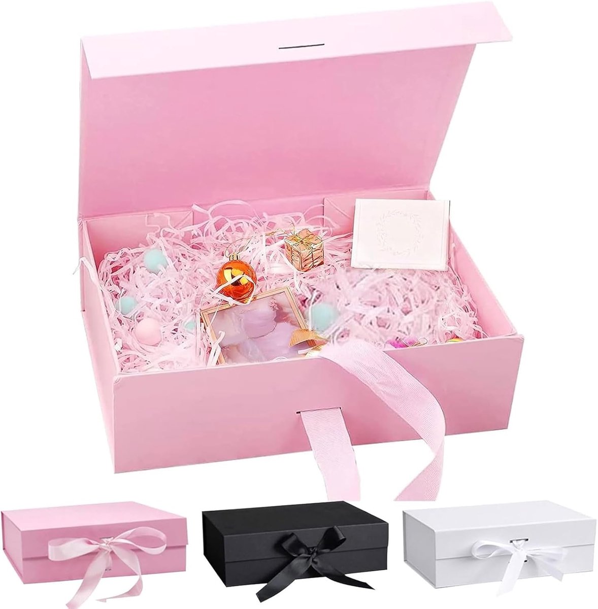 SnelShoppen - Gift Box 21x17x7cm met Magnetische Deksel, Cadeau Doos met Strik, Robuuste Verpakkingsdoos voor Feesten, Verjaardagen, Trouwen, Waterpro