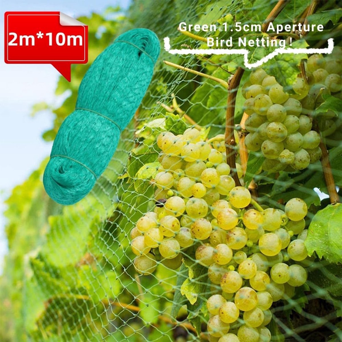 SnelShoppen - Ortoflex Vogelnets 2m x 10m, Insectenbeschermnet voor Planten, Tuin, Fruitbomen, Bloembedden, Bladeren en Zaden Bescherming