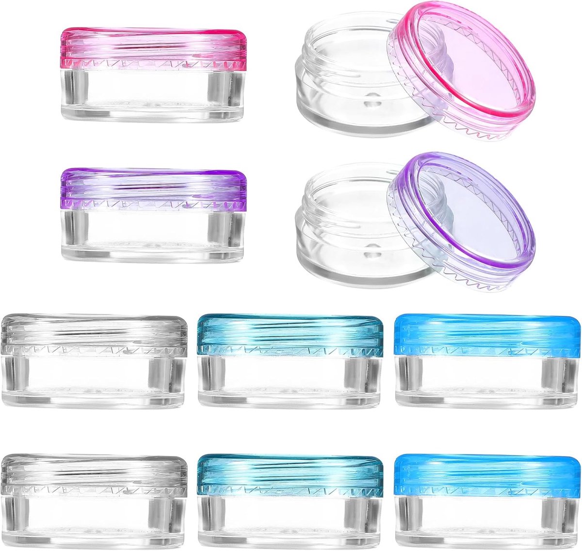 SnelShoppen - 10 Stuks Sample Containers met Deksel, 3g Kleine Reusable Monster Potjes, Mini Cosmetische Opbergcontainers, Toilettassen Jars voor Crèm