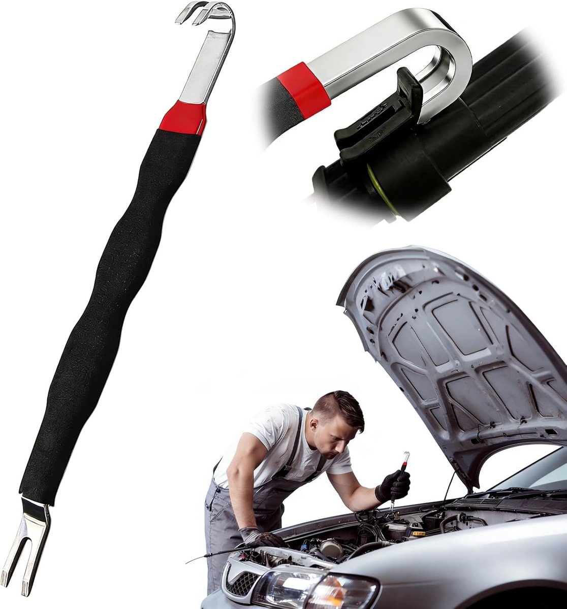 SnelShoppen - Trekker Auto Reparatie Gereedschap - Dubbele Kop - Zwart - Multifunctioneel voor Connectoren en Kabelschoenen - Ideaal voor Auto, Motor,