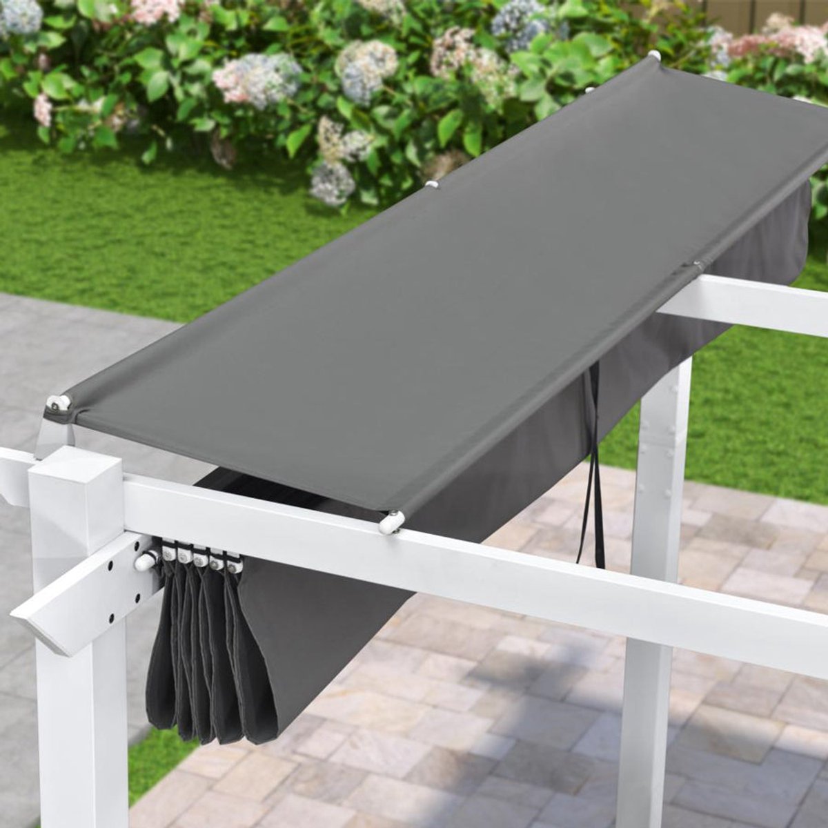 Purple Leaf Pergola avec toit de protection 4 x 3 m - structure blanche, toile grise