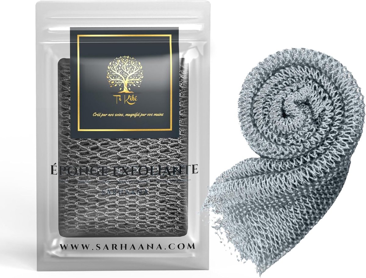 SnelShoppen - African Mesh Douche Spons Djampe Exfoliërende Handschoen XL voor Vrouwen Mannen Kinderen Lichaamspeeling (Grijs) 40x80cm