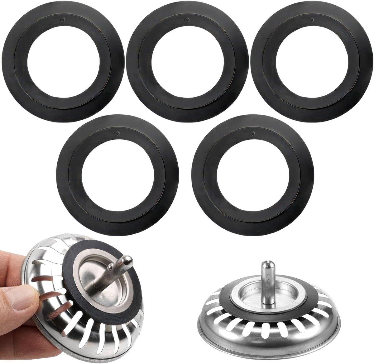SnelShoppen - 5 Stuks Rubber O-Ringen Voor Afvoerplug - Versterkte Dichting Voor Keuken & Badkamer - Geschikt Voor 78-83mm Afvoerplug - Vervangingsacc