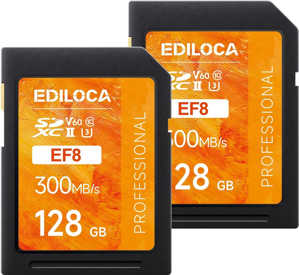 SnelShoppen - 128GB UHS-II SD Kaart - Snelle Geheugenkaart voor 4K/6K Video - 300MB/s Leessnelheid - 2 Stuks