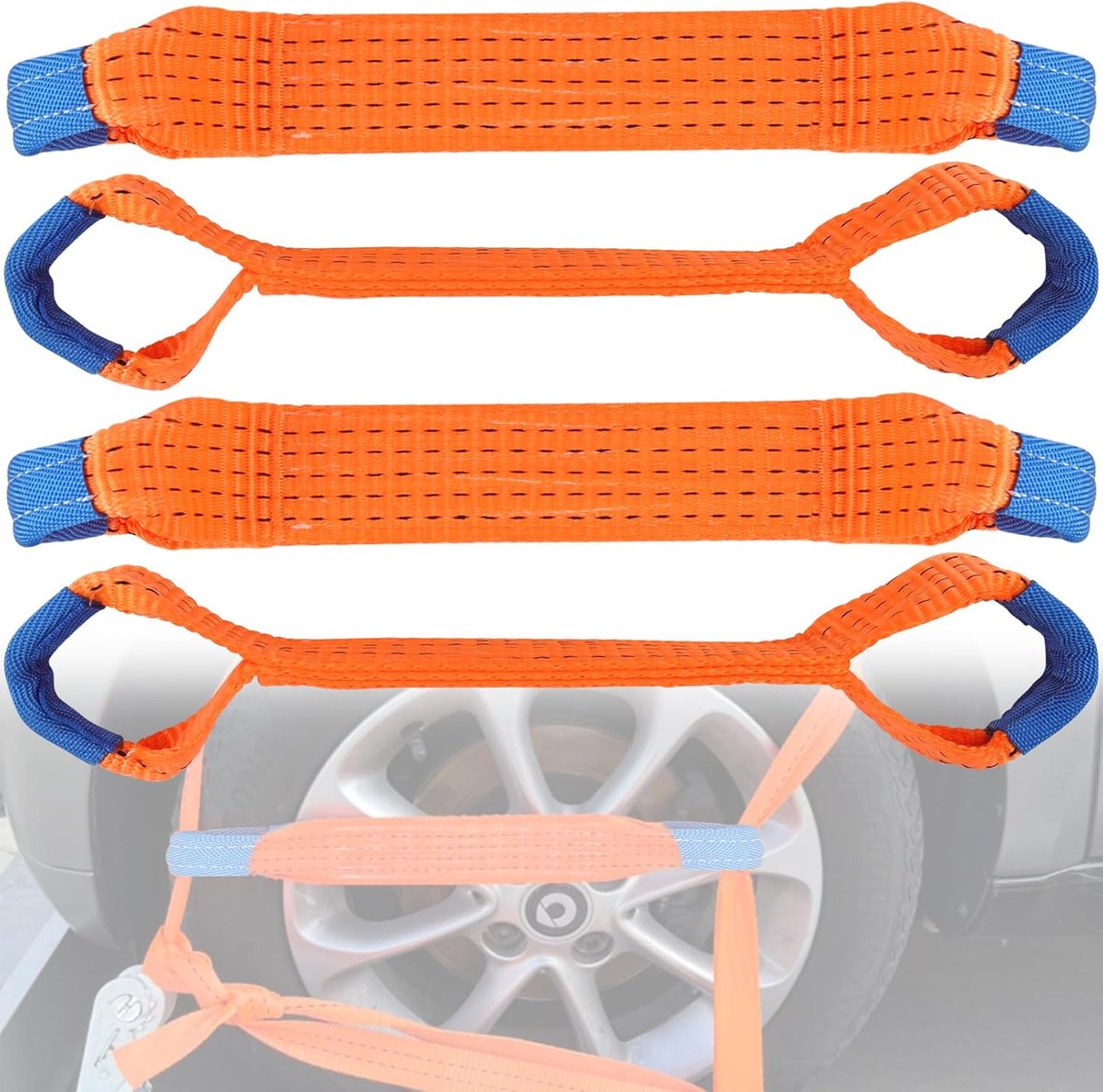 SnelShoppen - Lashing Straps Voor Auto Transport - Cross Belt 50 mm - Kort Wielbeveiligingsriemen - Draagkrachtige Lashing Loops - Herbruikbare Polyes