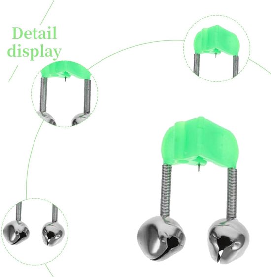 SnelShoppen - 20 Visbelletjes met Spiral Clip - Duidelijke Geluid - Nachtvissen - Dubbele Bel - Visalarm voor Vissers - Perfect voor Hengel en Zeerute — afbeelding 5