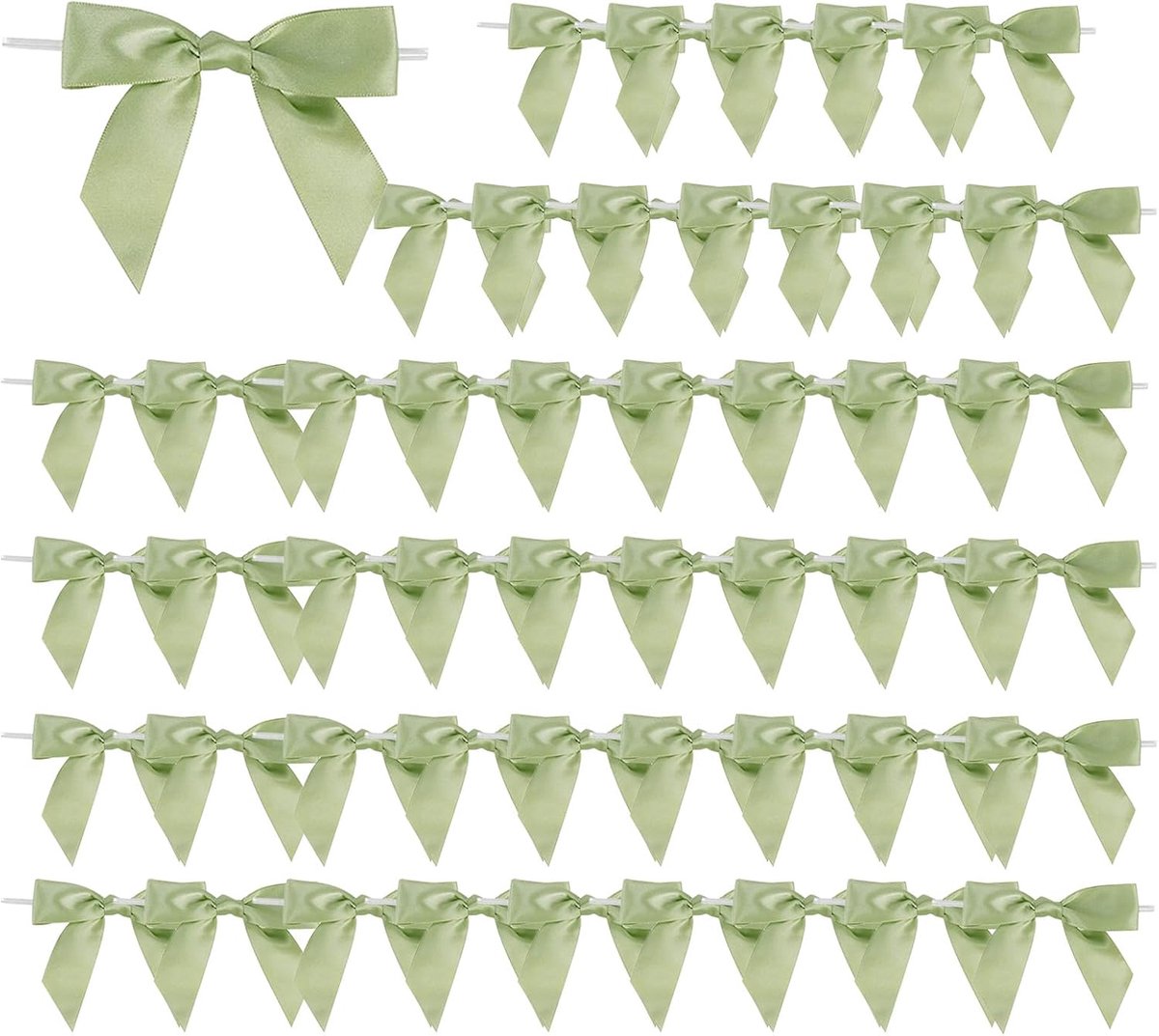 SnelShoppen - 50 Groene Decoratieve Strikken, DIY Kleine Strikken voor Bruiloft, Handgemaakte Versieringen, Cadeauverpakking, Taartdecoratie, Knutsele