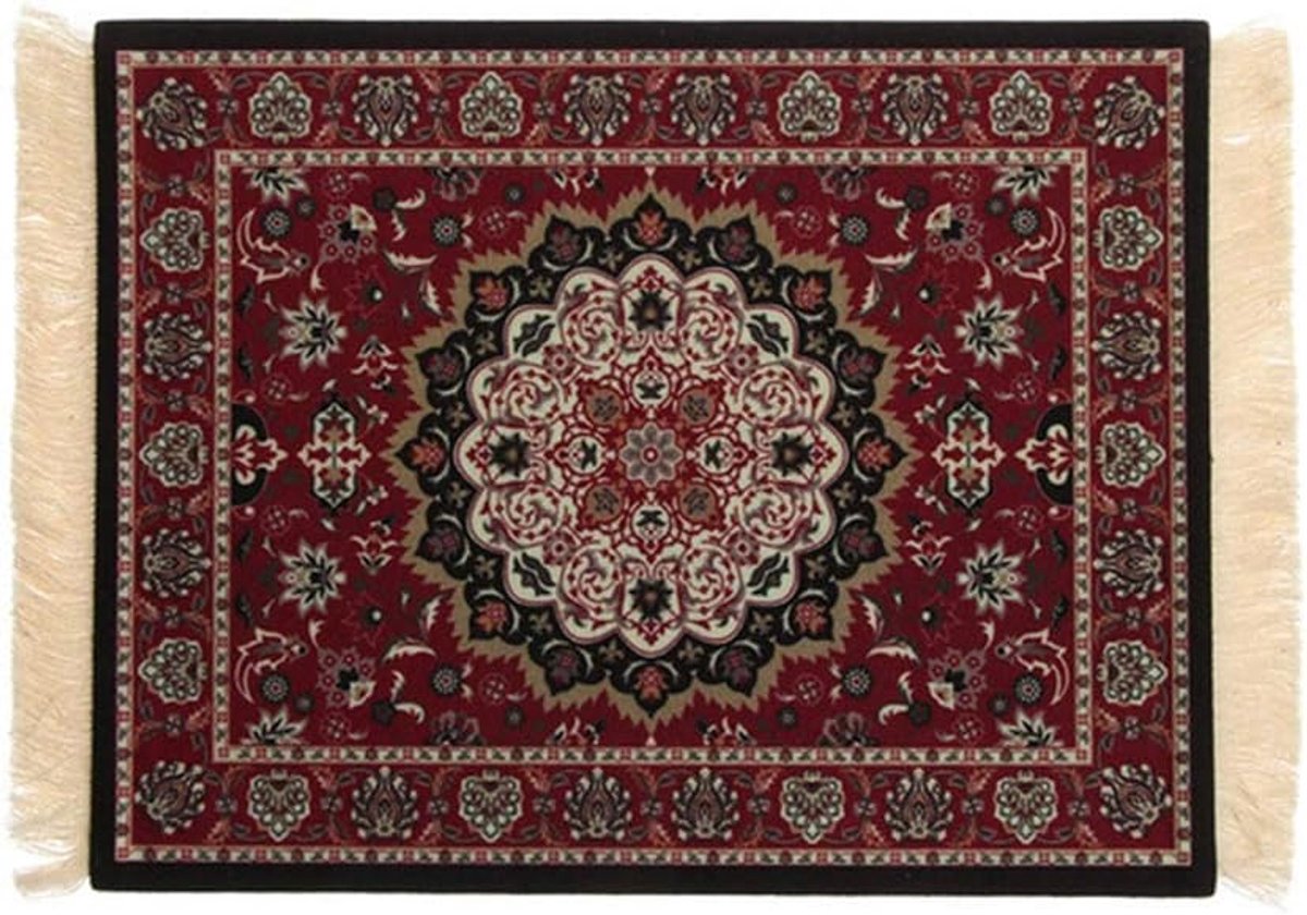 SnelShoppen - ZHOUJIE Oosterse Vloerkleed Muismat - Gewoven Mini Tapijt Perzische Stijl Computeraccessoires - Natuurrubber - Wasbaar - Voor Thuis en K