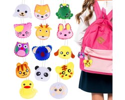 14-delig naaiset van dierenvilt, naaien en knutselen voor kinderen vanaf 6 jaar, inclusief pluche dieren, DIY naaien voor beginners en leren borduren