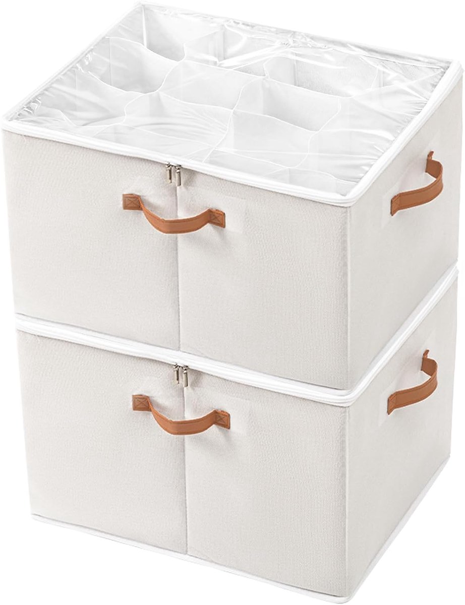 SnelShoppen - 2 Stuks Multifunctionele Schoenopbergdoos met Duidelijke Deksel, 32 Mobiele Schoen Organizer Box, Stapelbare Kleding Organizer voor Sand