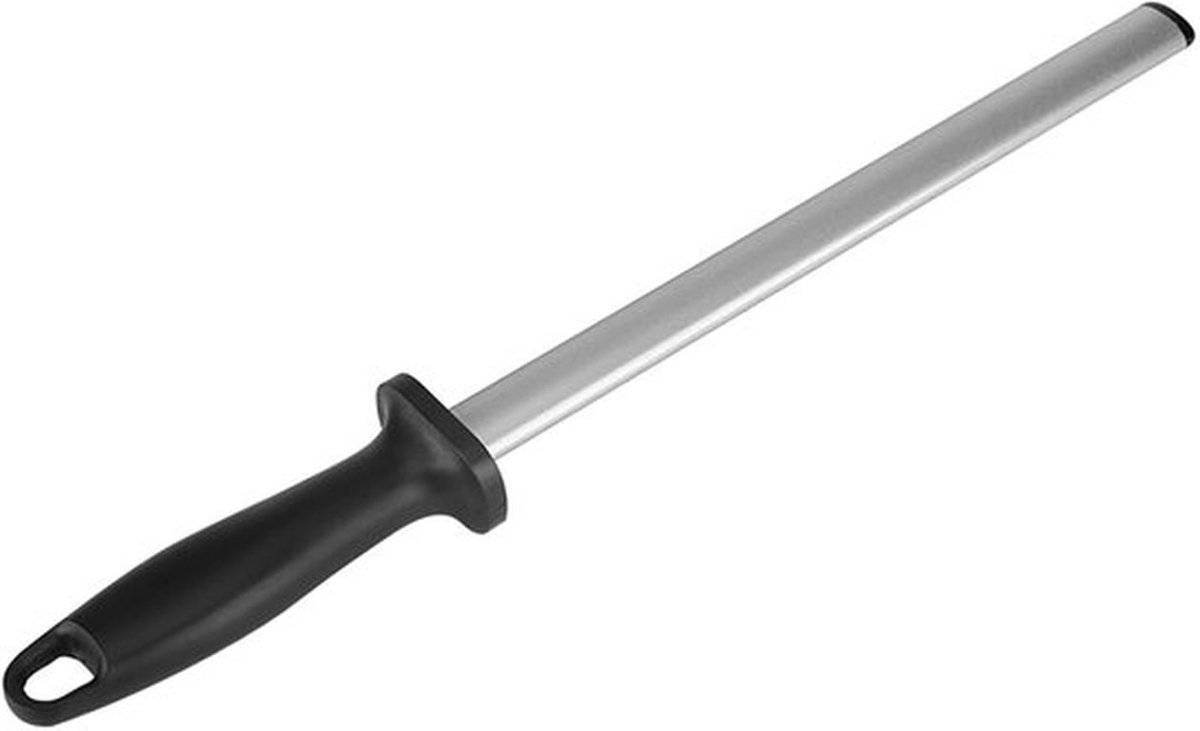 Diamanten Slijpstaaf - Professionele Aanzetstaal - Extra Fijn - 10 Inch - Keukenmessen Slijpen - Ideaal voor Koks en Slagers - Zwart/Zilver