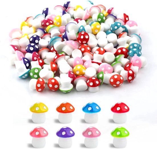 Mini Resin Paddestoelen Decoratie Accessoires voor Landschap Bonsai - Schattig, Kleurrijk Beeldje - 120 Stuks