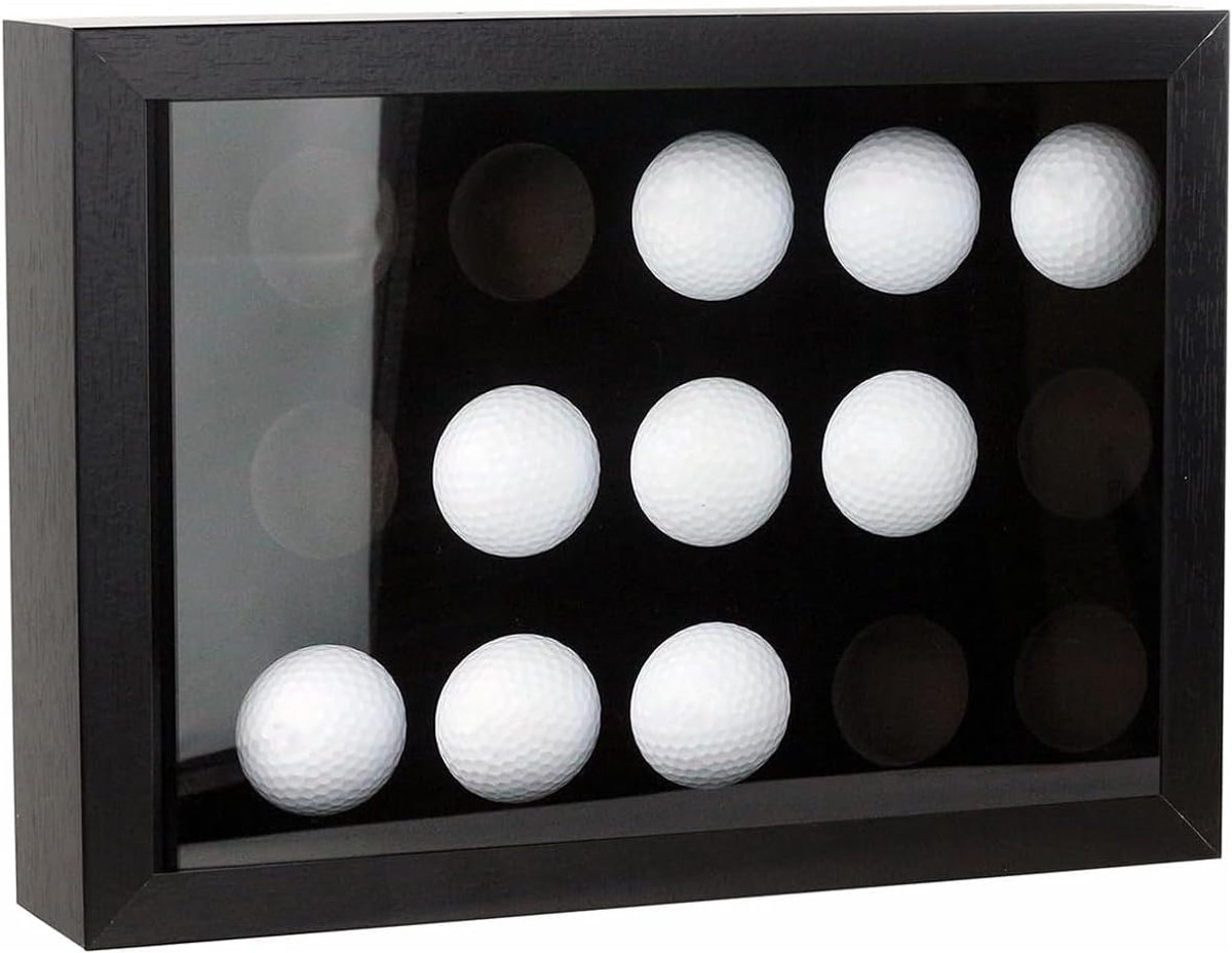SnelShoppen - Golf Ball Display Case - Wandmontage Golfbaldisplay voor 15 Golfballen - Luxe Velvet Foam - Transparante Acrylplaat - 31 x 22,5 x 6,5 cm