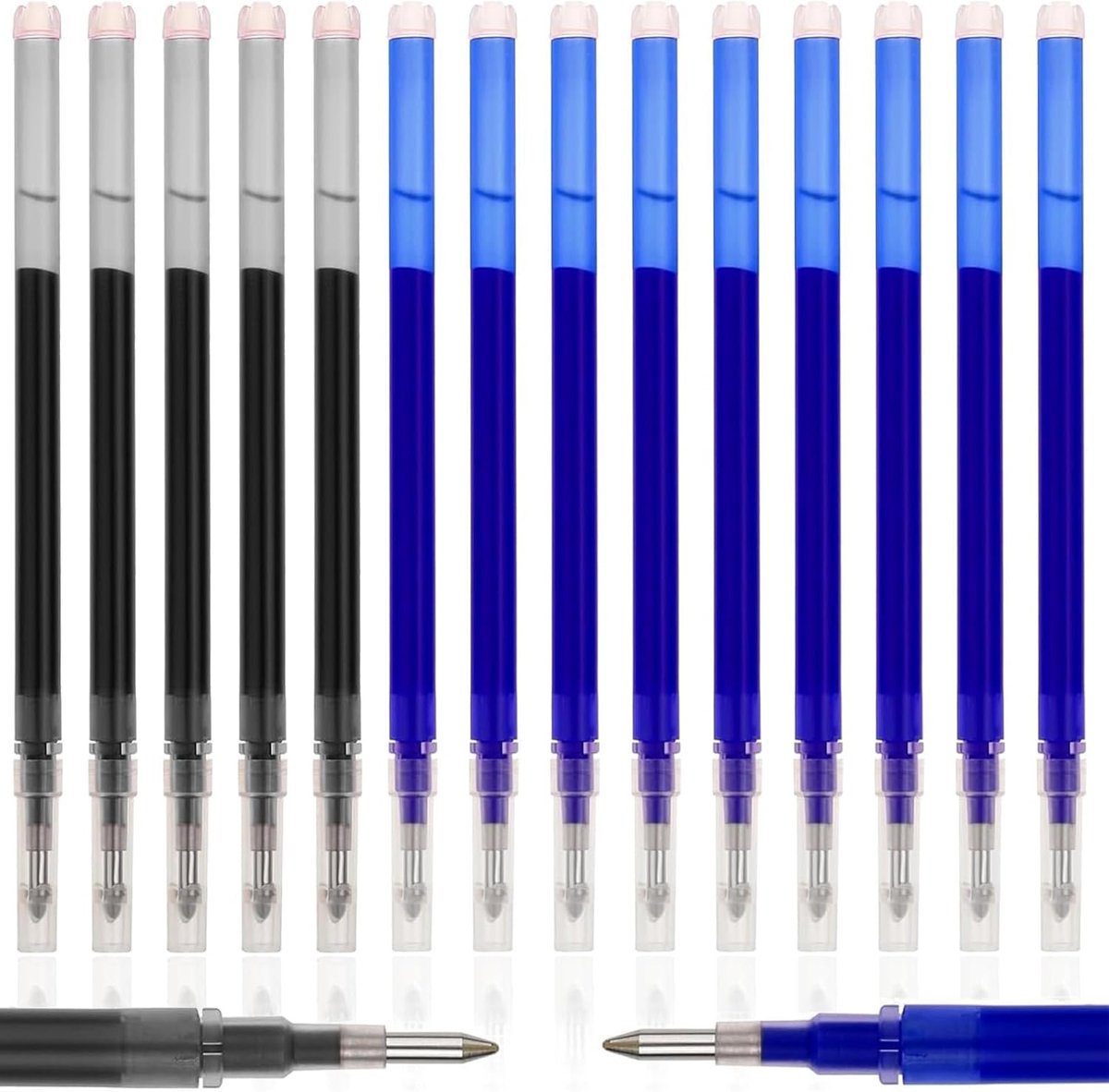 SnelShoppen - Vervangingsvullingen voor FriXion pennen - 14-pack met 9 blauwe en 5 zwarte vullingen 0.7mm - Uitwisbare pen vullingen voor school, kant