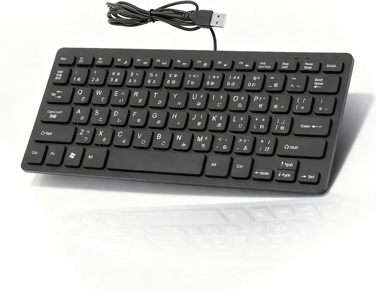 SnelShoppen - USB Bedrade Toetsenbord - Ultra Dun Compact QWERTY Toetsenbord met 78 Toetsen - Ideaal voor PC, Computer, Desktop - Japanse Cangjie Inde