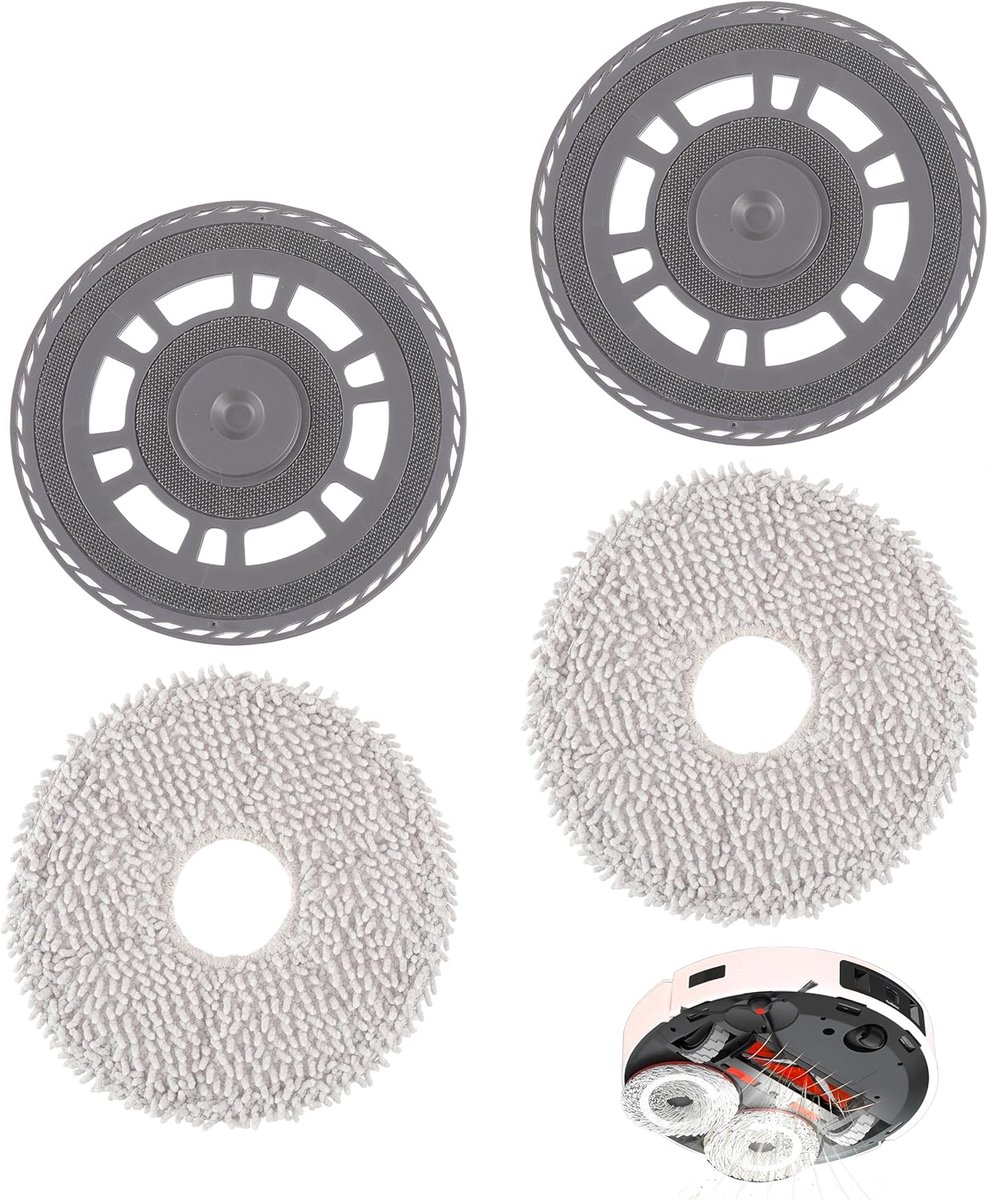 SnelShoppen - Mopdoeken met Vervangbare Houder en Accessoires Wiper Pads voor Robotstofzuiger - 4 Stuks - Perfecte Compatibiliteit - Geschikt voor L10