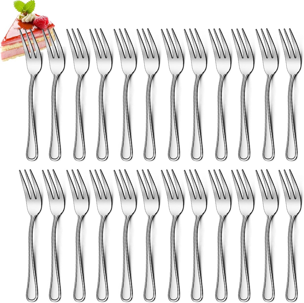 SnelShoppen - Cake Forks 24 Stuks RVS 14.5cm Uitstekend Spiegelschoon Dessert Forks voor Thuis Restaurant Feest Afwasmachine Bestendig