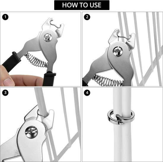 SnelShoppen - Worst Klem Pliers met 1200 Clips, Draad Gaas Pliers van Roestvrij Staal, Perfect voor Hekken, Dierkooien, Ergonomisch Ontwerp van Snelshoppen — afbeelding 3