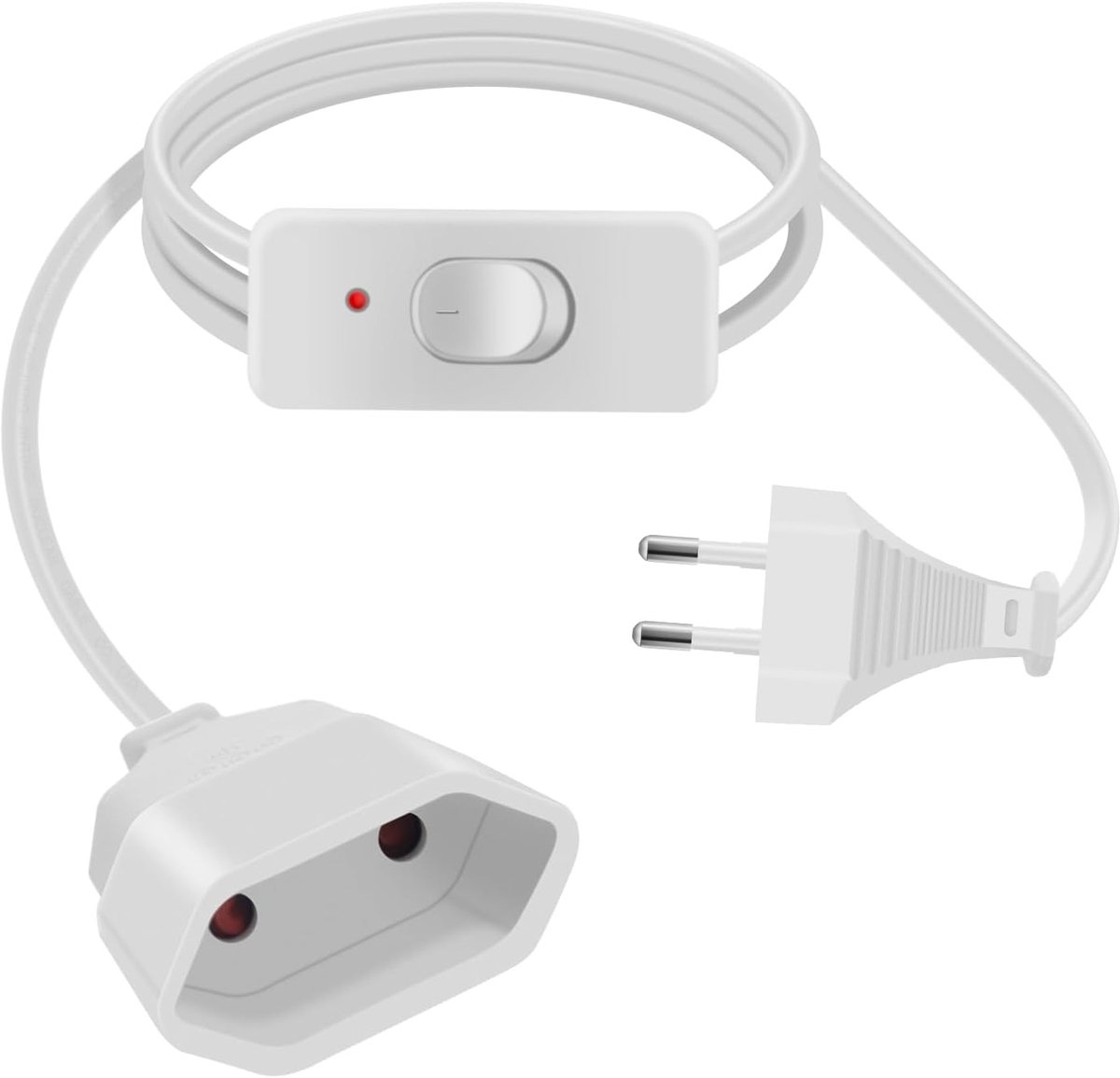 SnelShoppen - Euro Plug Verlengsnoer met Schakelaar 2.5A 250V, 1.5m Wit - Ideaal voor TV, PC, Computer Monitor en Huishoudelijke Apparaten