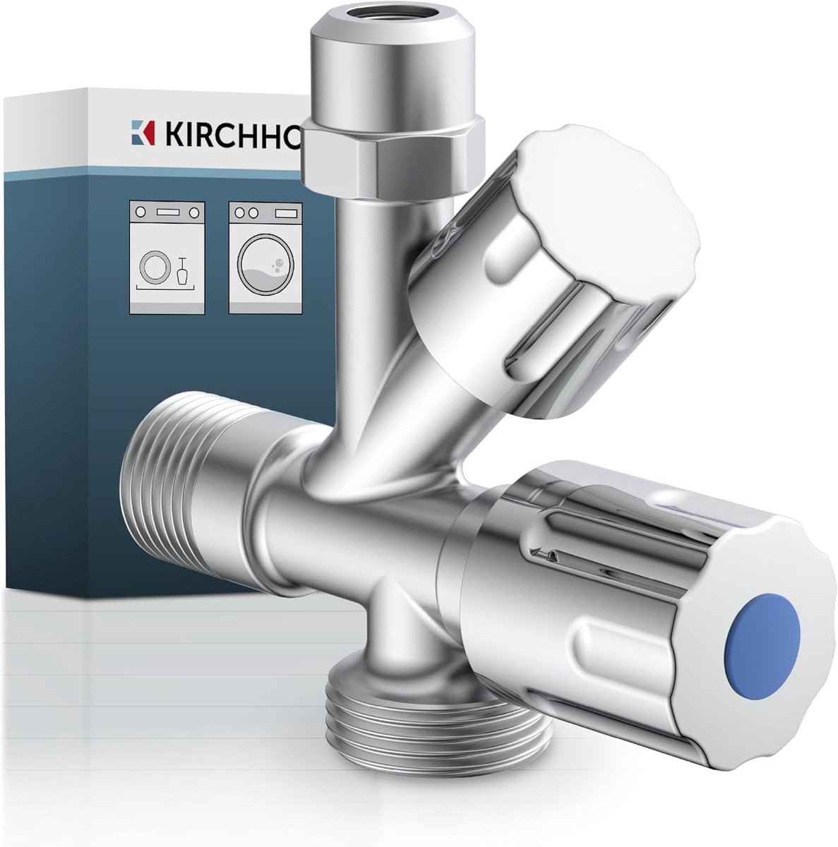 SnelShoppen - Universele Hoekafsluiter met Afvoerverbinding, ½ Inch Hoekbediening voor Koudwaterleiding, Chroom, Keuken en Badkamer