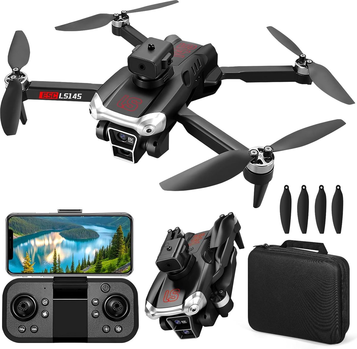 SnelShoppen - Opvouwbare Mini Drone met HD 1080P Camera, Borstelloze Motor, Auto Hover Functie, Ideaal voor Beginners, Kinderen en Volwassenen, Geweld