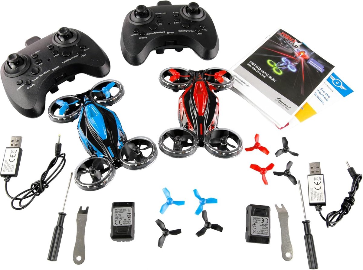 SnelShoppen - Battle Drone Set RTF met Infrared Fun, Auto-start, Altitude Retention, Geschikt voor Beginners, Rood & Blauw, Perfect voor Kinderen en B