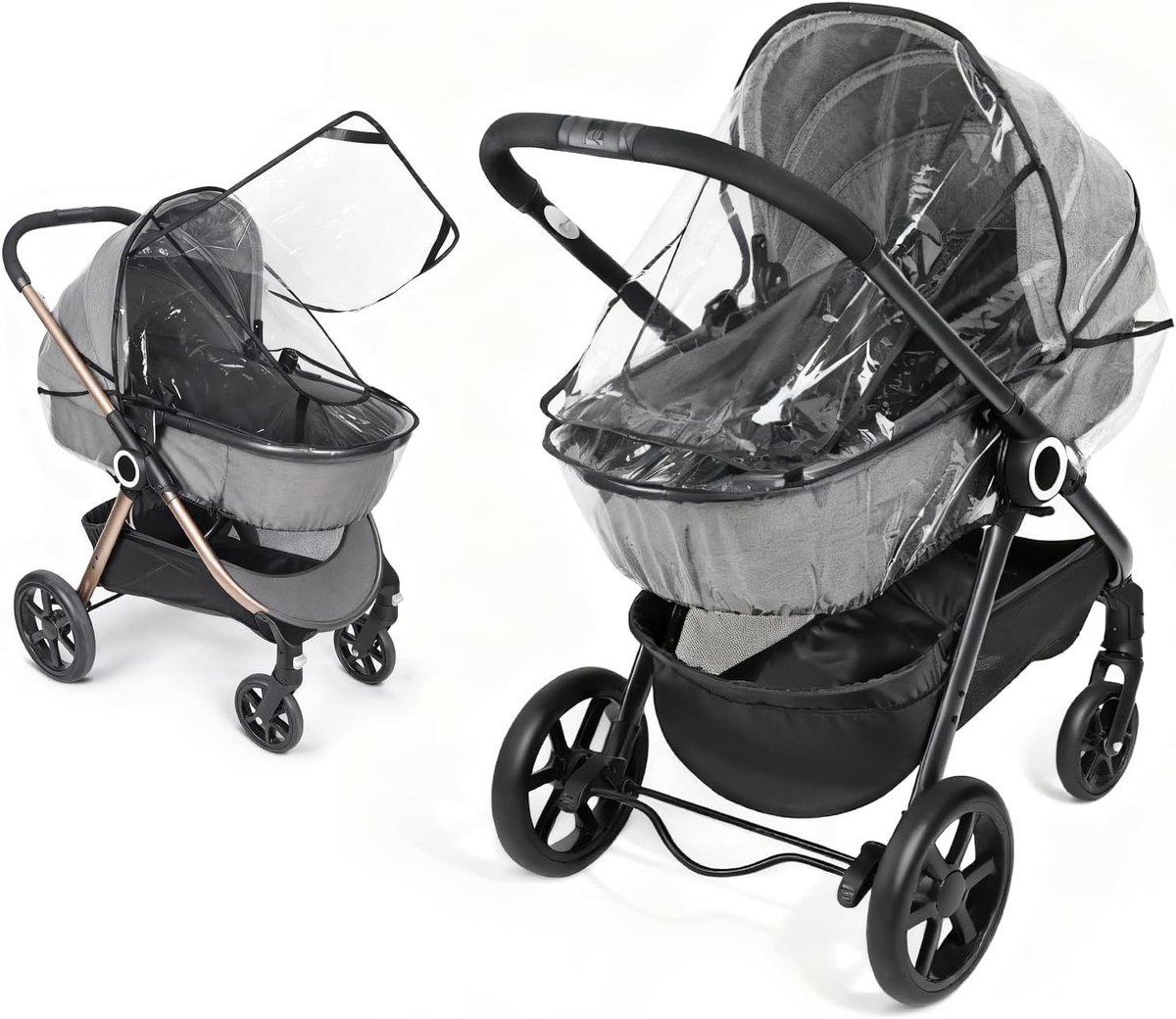 Universele Regenhoes voor Kinderwagen en Wieg, Ademend en Waterdicht met Venster, Opvouwbaar en Veilige EVA, Eenvoudig te Installeren