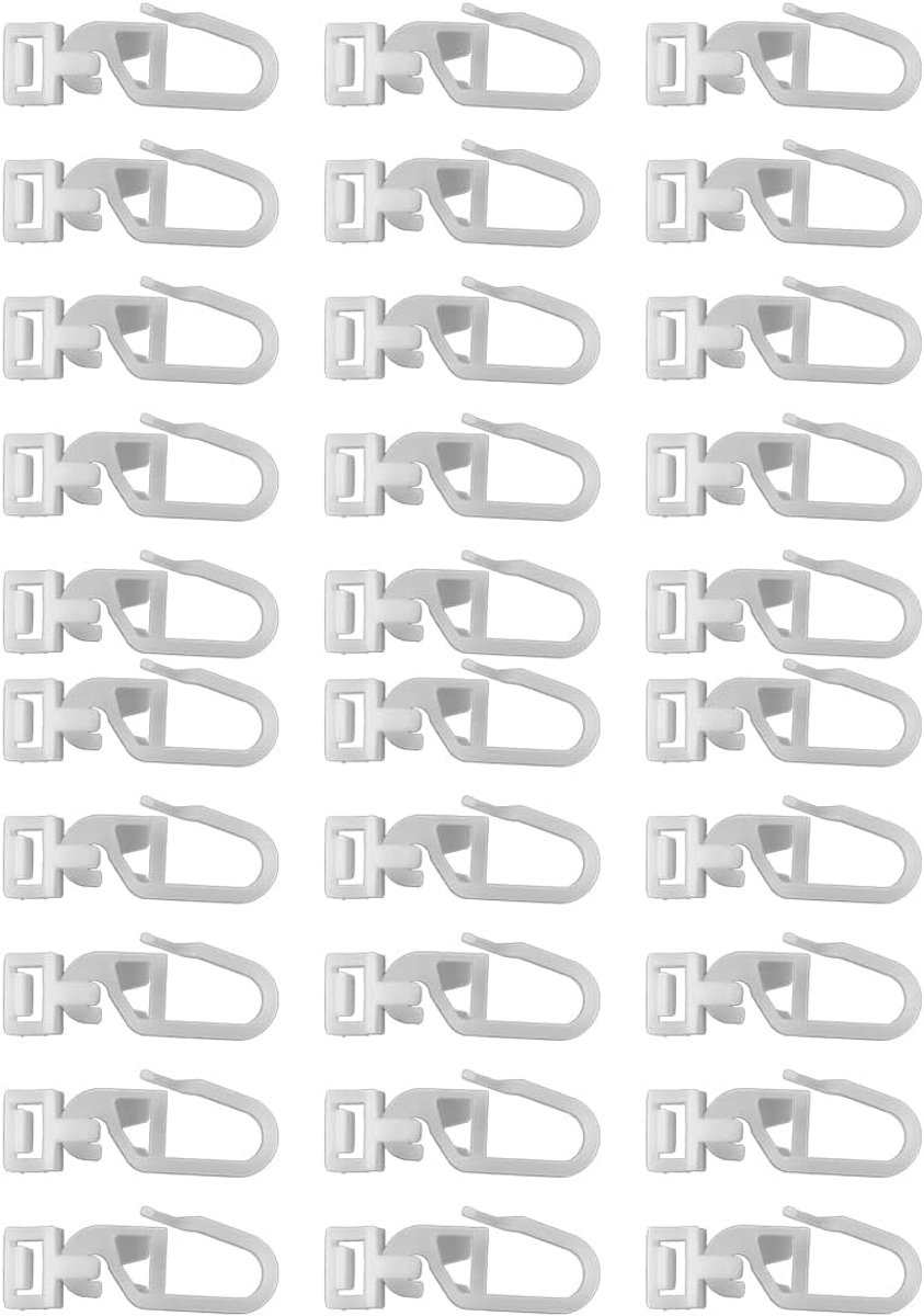 SnelShoppen - 30 Stuks Gordijnhaken, 34mm Gordijnpulley Haak Accessoires voor Campers en Caravans, Duurzaam en Robuust, Hoogwaardige Kunststof