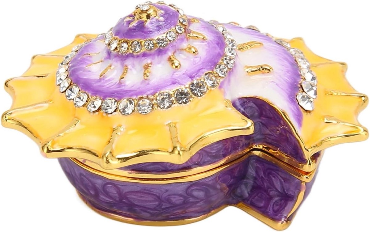 Handgeschilderde vintage luxe conch juwelendoos voor sieraden, ringen en oorbellen organizer