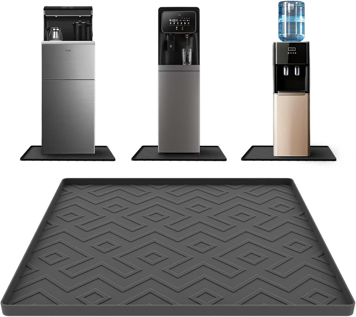 Koffie Absorberende Afdruipmat - Waterdispensermat - Morsbestendige en Waterdichte - 50 X 50 Cm - Voor Vloer en Aanrecht - Voor Keuken, Huisdieren, Kantoor - Voor De Meeste Waterdispensers, Koffiezetapparaten of Drankautomaten - Zwart