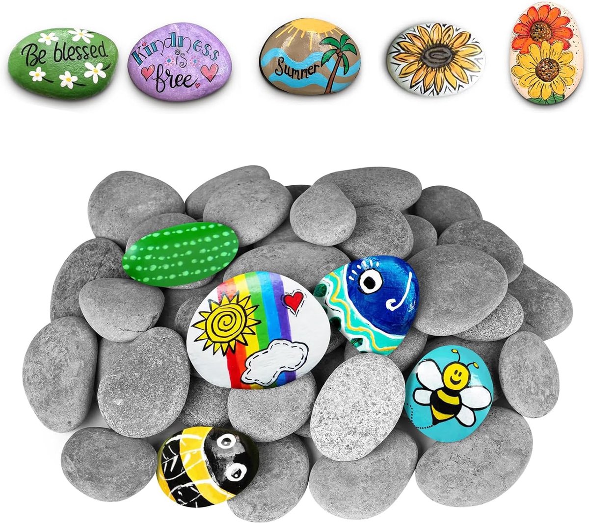 SnelShoppen - 20 Stuks Decoratieve Grindstenen, Natuurlijke Platte Kiezels, Perfect voor Schilderen, DIY Decoratie, Tuinaccessoires, Creatieve Project