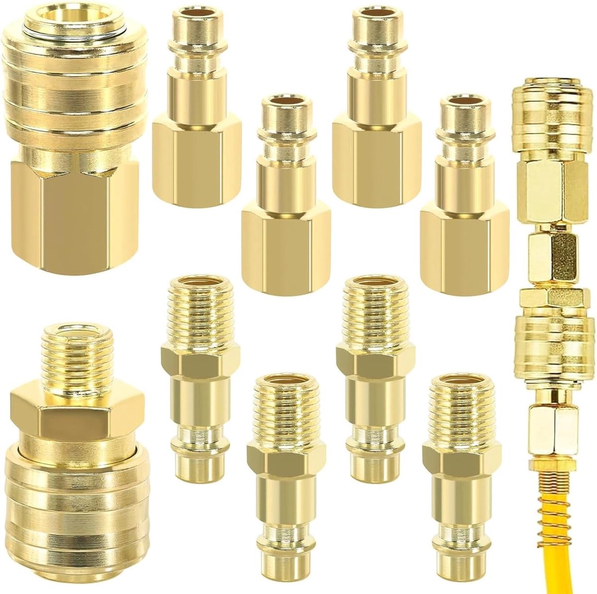 SnelShoppen - 10pcs Compressed Air Quick Couplings 1/4 Inch BSP, Europese Luchtverbindingen, Robuuste Air Hose Connectors voor Compressor en Clutch Ho