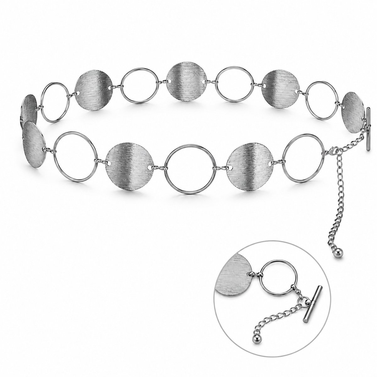 Fashion Riem Dames - Metalen Ketting Riem voor Jurken - Verstelbare Tailleketting - Elegante Tailleband voor Jeans en Blazers - Zilverkleurige Heupketting
