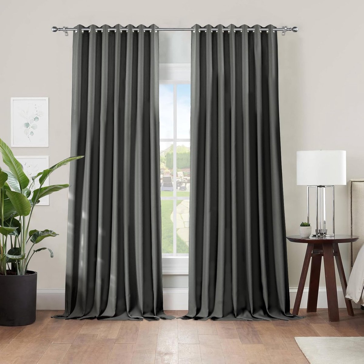 SnelShoppen - Opaque Thermal Blackout Curtains met Eyelets 2 Stuks 260x140 cm - Donkergrijs - Verduisterende Gordijnen voor Slaapkamer en Woonkamer -