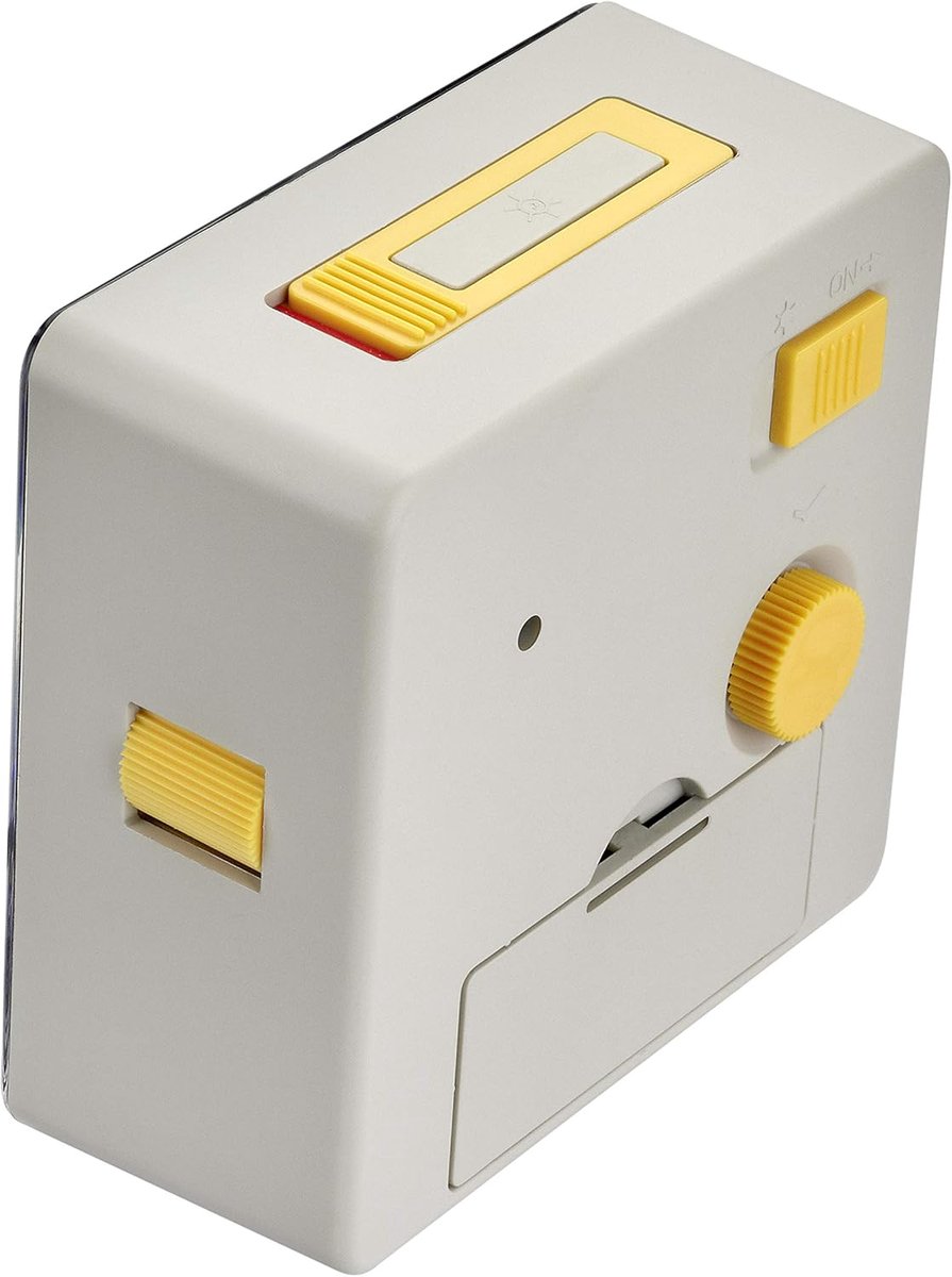 SnelShoppen - Analog Alarm Klok met Snooze Functie, Automatische Nachtverlichting, Quartz, Grijs/Geel, Compact Reiswekker (L) 81 x (W) 42 x (H) 83 mm