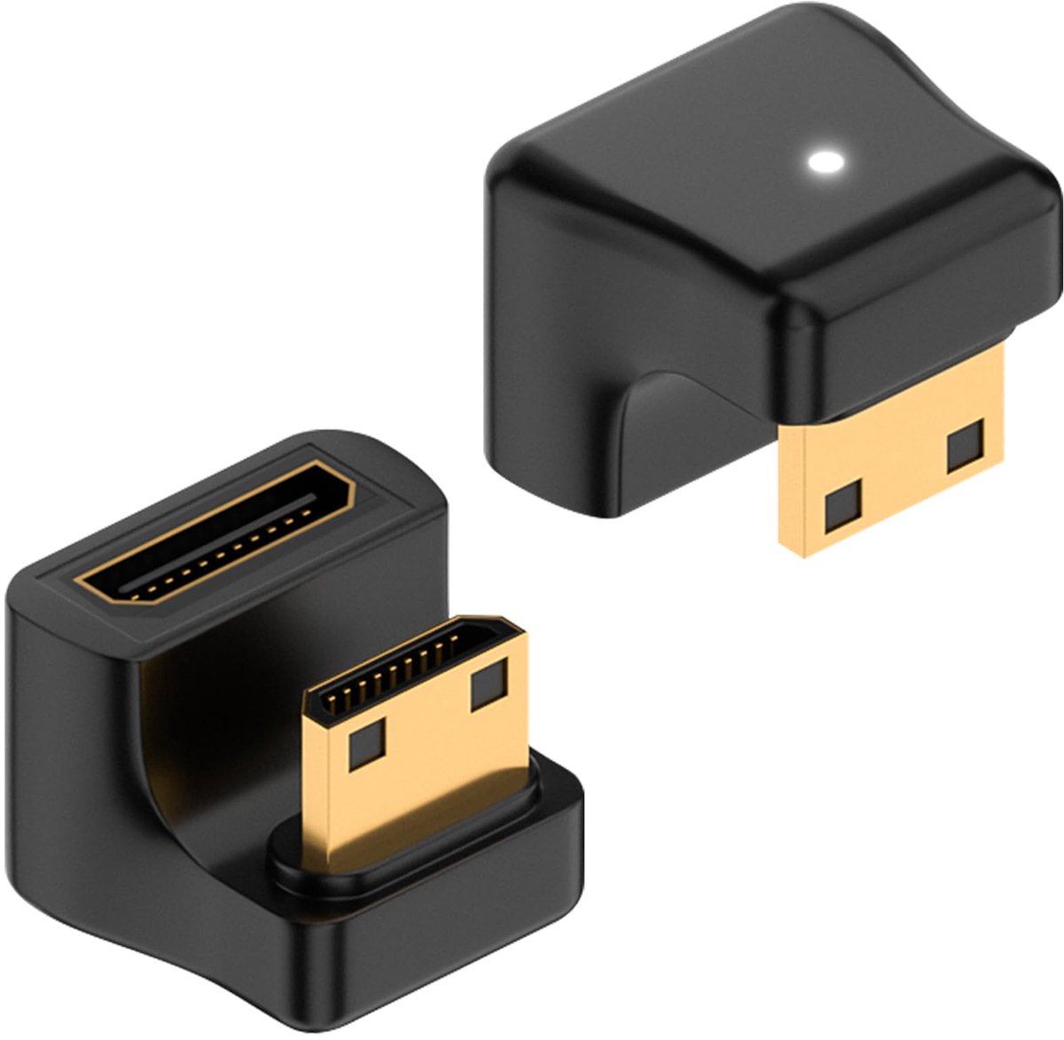longziming -2 Stuks Mini HDMI 180° Hoekadapter – HDMI 2.1 8K 60Hz Verloopadapter met LED-Indicator – Mini HDMI Male naar Female U-Vorm Adapter