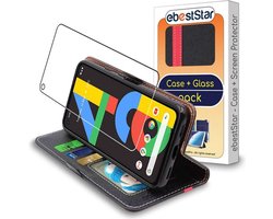 ebestStar - Hoes geschikt voor Google Pixel 4A (Version 4G, NO 5G), Wallet Etui, Book case hoesje, Zwart, Rood + Gehard Glas