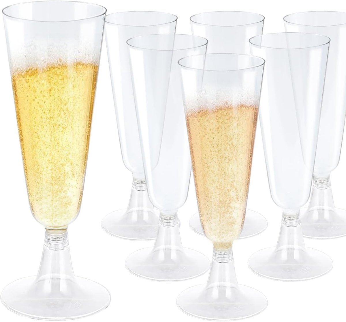 SnelShoppen - Plastic Champagneglazen 150 ml - Transparante Herbruikbare Wijnglazen - Ideaal voor Feest, Bruiloft, Verjaardag, Picknick - Pack van 20