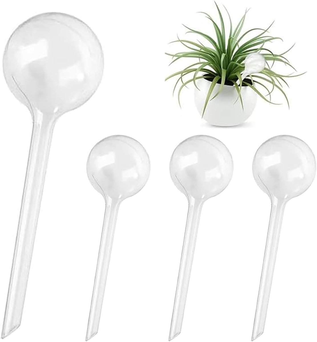 SnelShoppen - Irrigation Balls 4 Stuks - 27.5 x 8 cm - Grote Watergeefballen - Zelfwaterend voor Kamerplanten en Tuinplanten - Duurzaam en Transparant