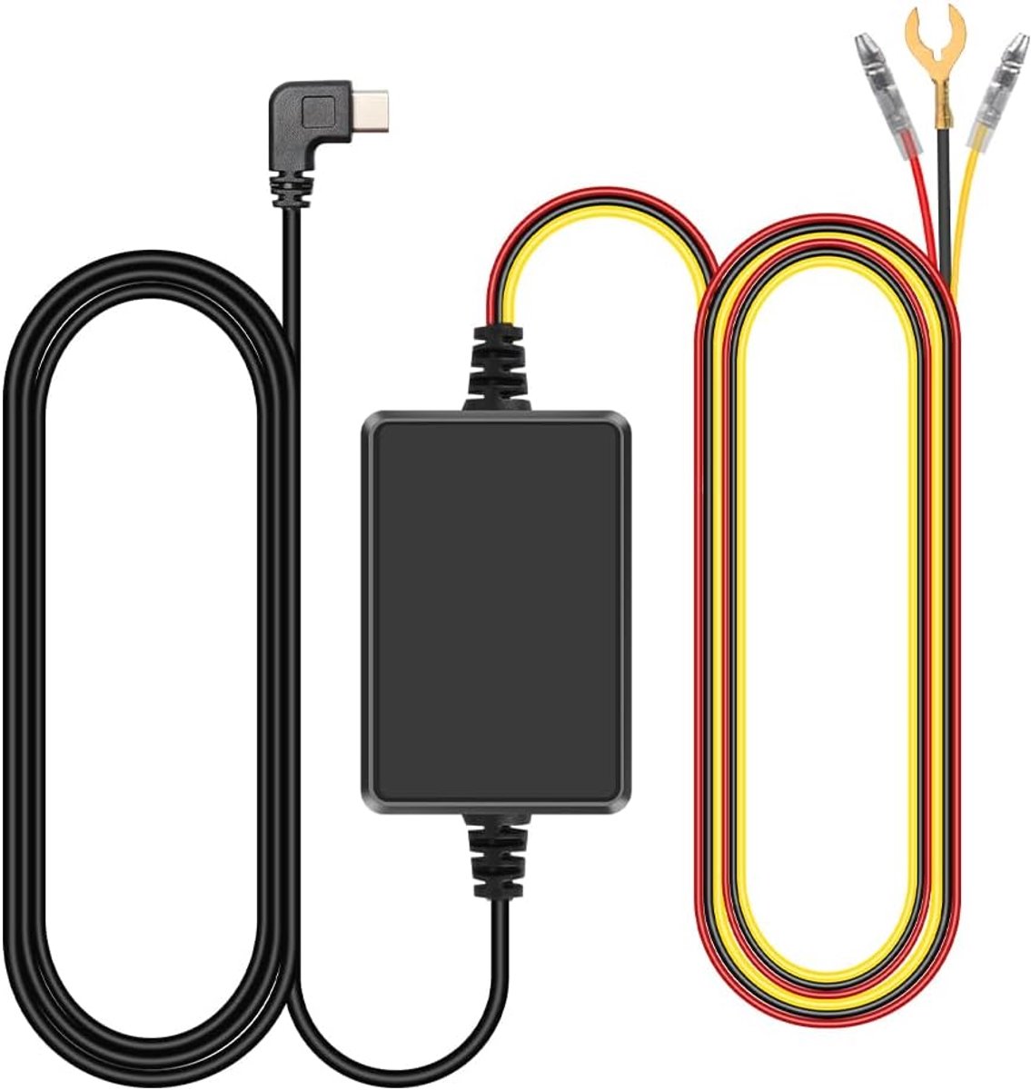 SnelShoppen - USB-C Hardwire Kit voor Dashcams, 12V/24V naar 5V, Laag Voltage Bescherming, 24 Uur Parkeer Modus, Accu Kabel, Geschikt voor Alle Dashca