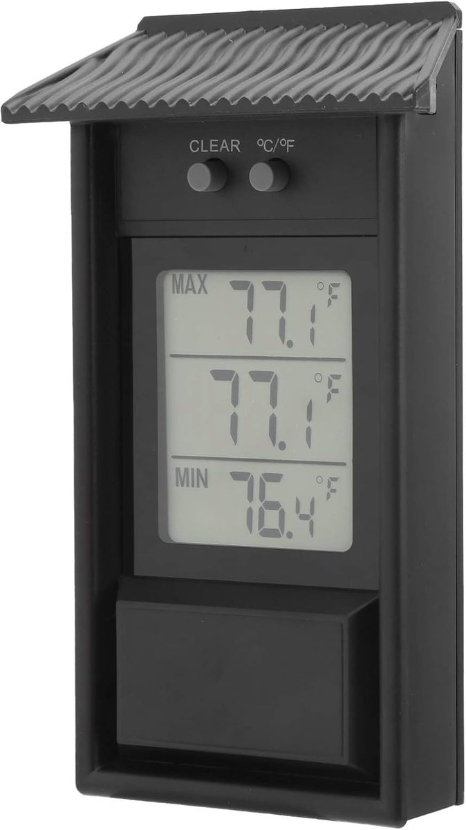 SnelShoppen - Digitale Thermometer Buiten Waterproof - Max Min Thermometer 15x10x5 cm - Ideaal voor Tuin, Kassen en Buitenactiviteiten - ABS Materiaal