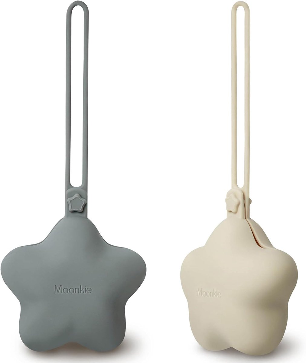 SnelShoppen - Moonkie Fopspeen Doosjes - 2 Stuks Silicone Fopspeen Houder - Universele Fopspeen Box - BPA Vrij - Ster Fopspeen Opslag Box (Huidkleur/M