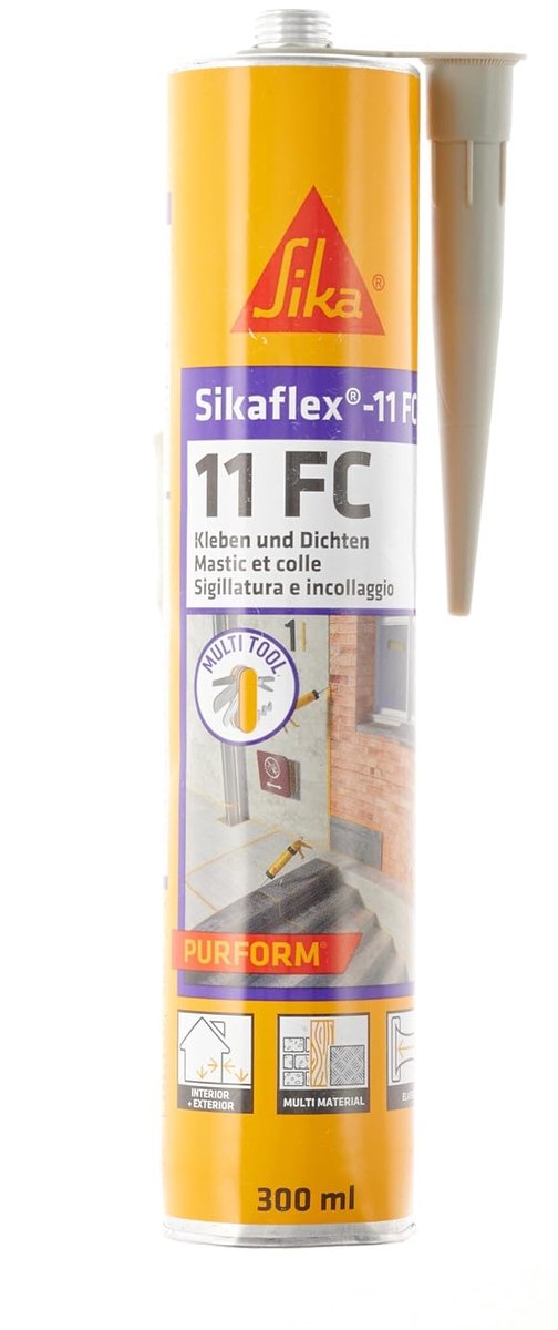 Sika – Sikaflex-11 FC Purform – Lijm en kit – Betongrijs – Elastisch – Geschikt voor alle gangbare bouwmaterialen – Oplosmiddelvrij en emissiearm – 300 ml