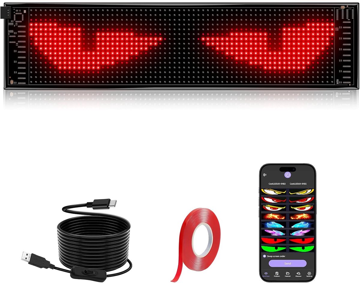 SnelShoppen - Flexibele LED Display Bord 59x12cm, Programmeerbaar RGB Paneel, Bluetooth Smart APP Neon Sign voor Bar, Nachtclub, Restaurant, Winkel, F