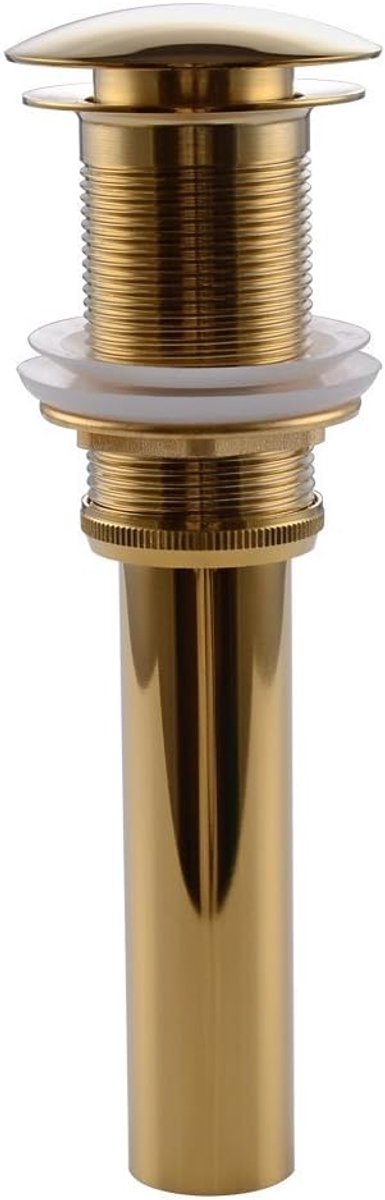 SnelShoppen - Un-Slotted Wasbak Kraan Push Pop Up Click Clack Stopper Zonder Overloop - Messing - Titanium Goud - Makkelijk te Installeren en Schoon t